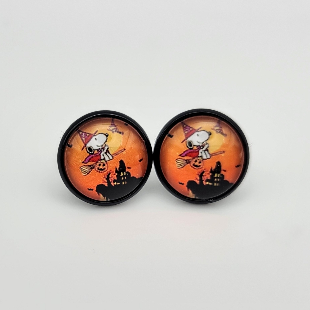 Witch Dog Spooky Halloween Fashion Stud Earring